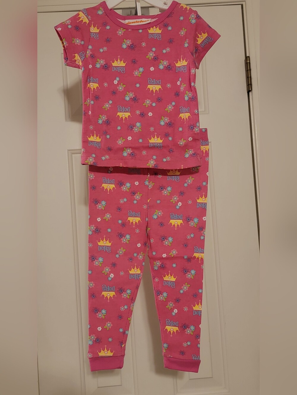 Dora the Explorer Pink Floral Crown Kids Pajama Set